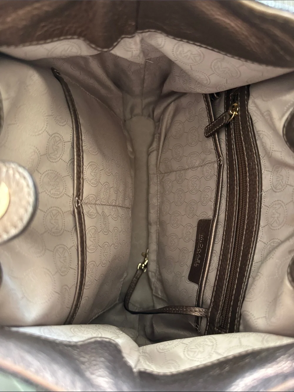 Michael Kors Brown Logo Drawstring Shoulder Bag with Tassel Charm